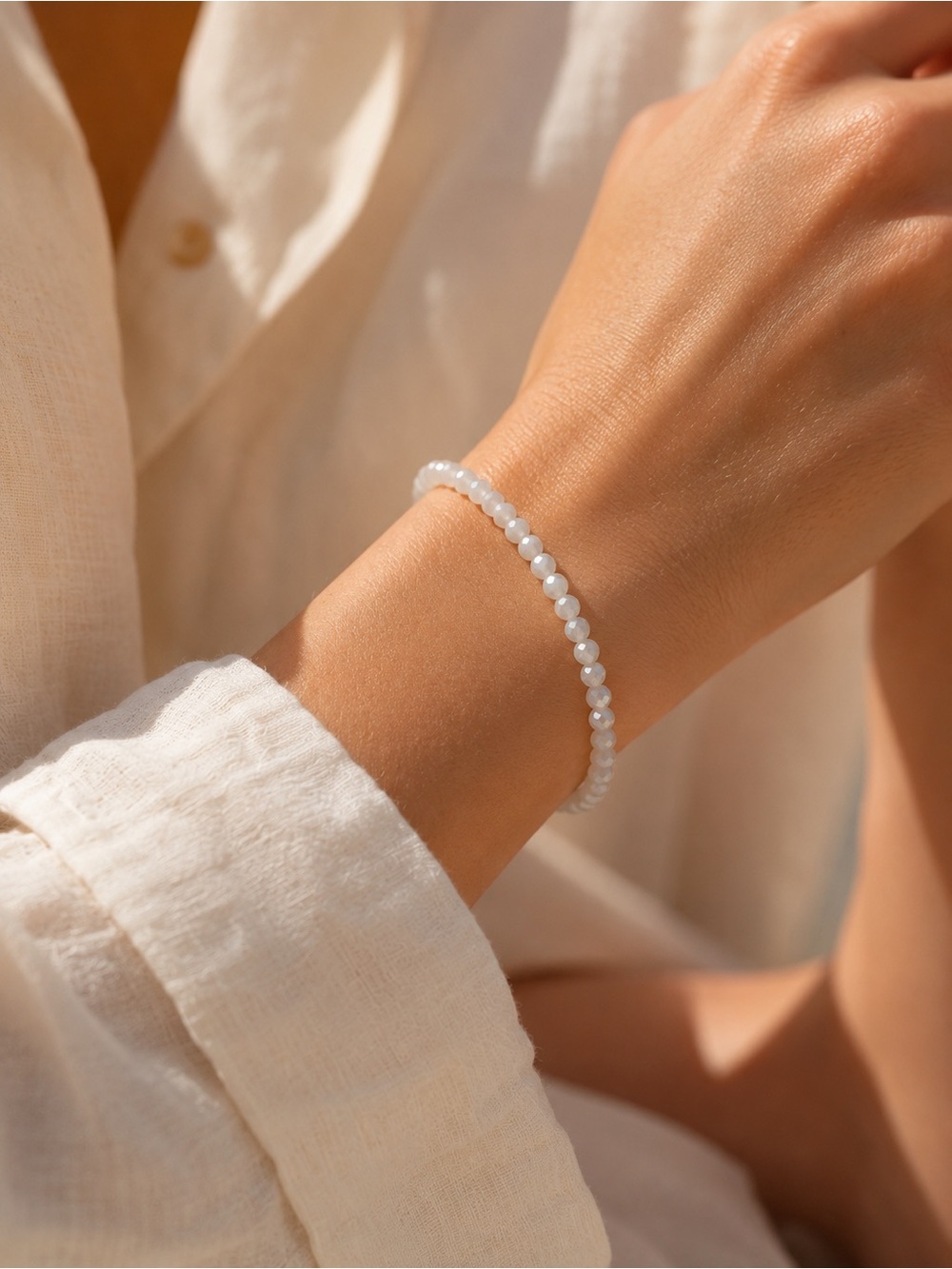 Milky Handblown Glass Beaded Bracelet/Anklet - Made to Order